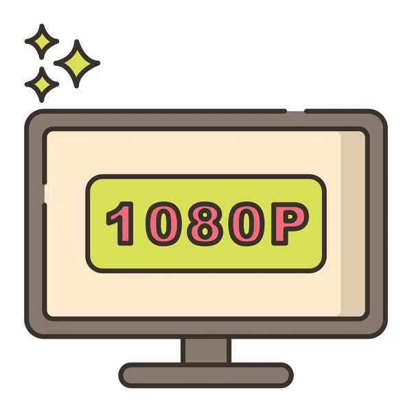 1080P Icono Televisión — Archivo Imágenes Vectoriales