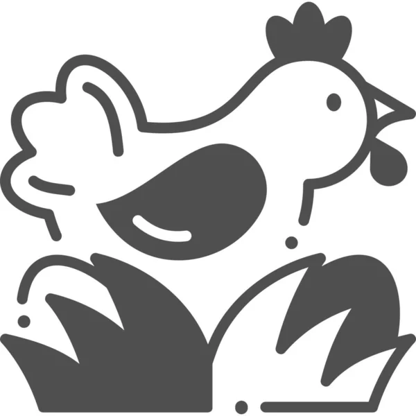 Πουλί Κοτόπουλο Αγρόκτημα Εικονίδιο Ημιστερεό Στυλ — Διανυσματικό Αρχείο