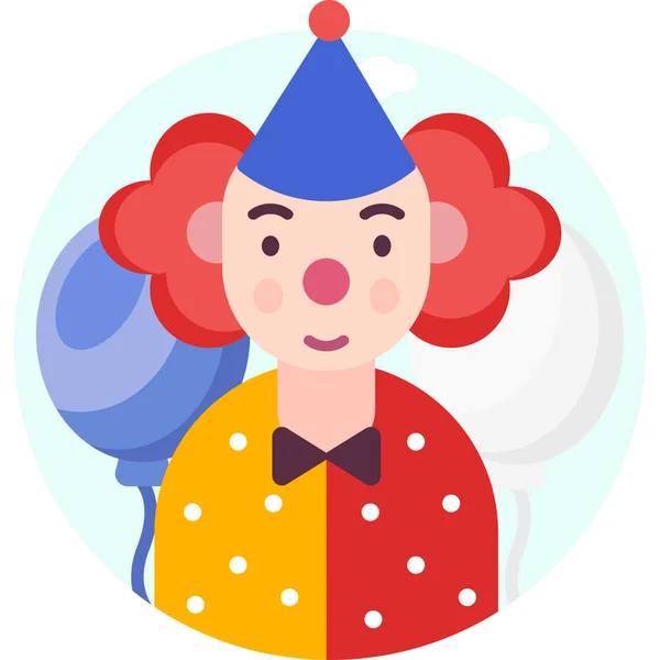 Avatar Payaso Icono Diversión Estilo Plano — Archivo Imágenes Vectoriales