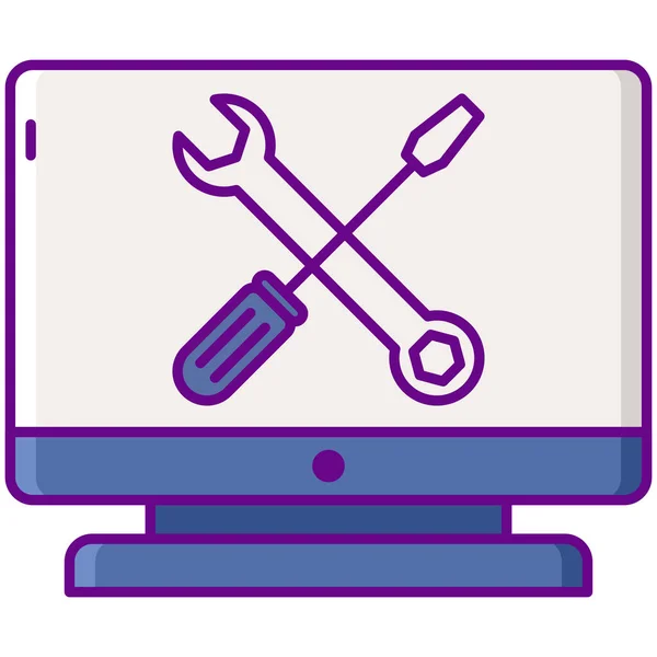 Monitor Reparatie Tools Icoon — Stockvector