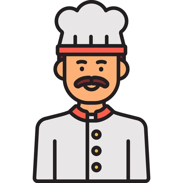 Σεφ Αρσενικό Εικονίδιο Μάγειρας Στυλ Γεμάτο Περίγραμμα — Διανυσματικό Αρχείο