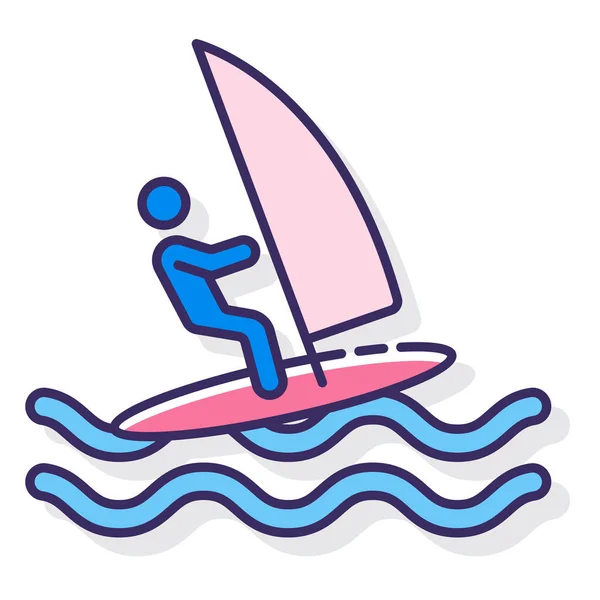 Surf Ikone Auf Dem Meer — Stockvektor