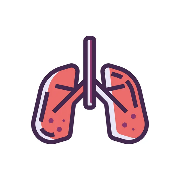 Lungen Organ Ikone Stil Gefüllter Umrisse — Stockvektor
