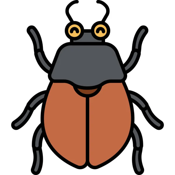 Beetle Bug Insect Icon Filled Outline Style — Stock Vector