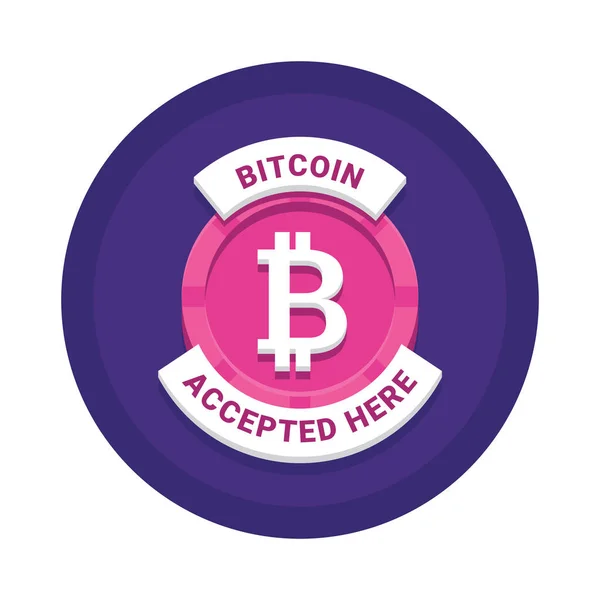 Accepté Bitcoin Icône Crypto Monnaie — Image vectorielle