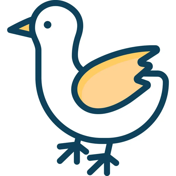 鳥のチキン国産鳥のアイコンをフルアウトラインで表現 — ストックベクタ