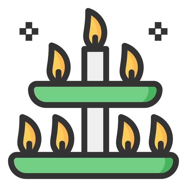 Vela Celebración Diwali Icono Estilo Contorno Lleno — Vector de stock