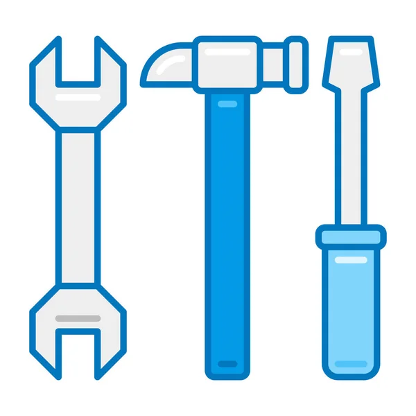Tools Flathead Hammer Icon Filled Outline Style — Stock Vector