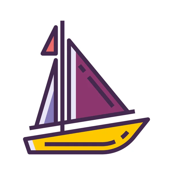 Båt Segel Segel Ikon Fylld Kontur Stil — Stock vektor