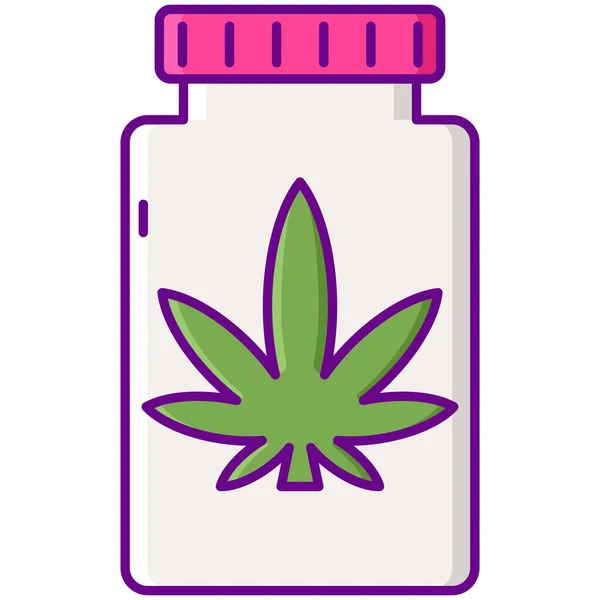 医療カテゴリの大麻瓶マリファナアイコン — ストックベクタ