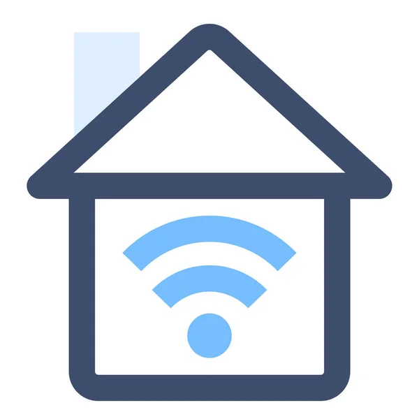 Home Network Homegroup Icona Internet Stile Contorno Pieno — Vettoriale Stock