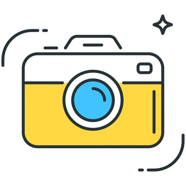 Camera Digitale Afbeelding Pictogram Omtrek Stijl — Stockvector