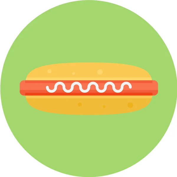 Hotdog Sappige Hotdog Vlees Pictogram Platte Stijl — Stockvector