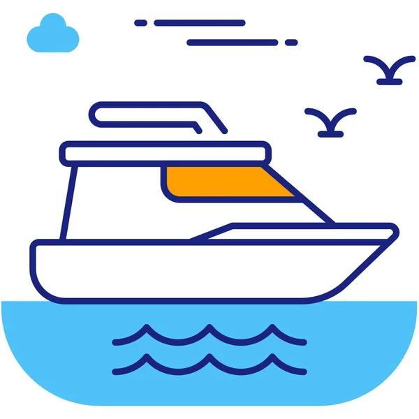 Yacht Boat Cruise Icon Filled Outline Style — Stock Vector