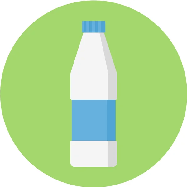 Flasche Milchflasche Mit Wasserglas Ikone Flachen Stil — Stockvektor