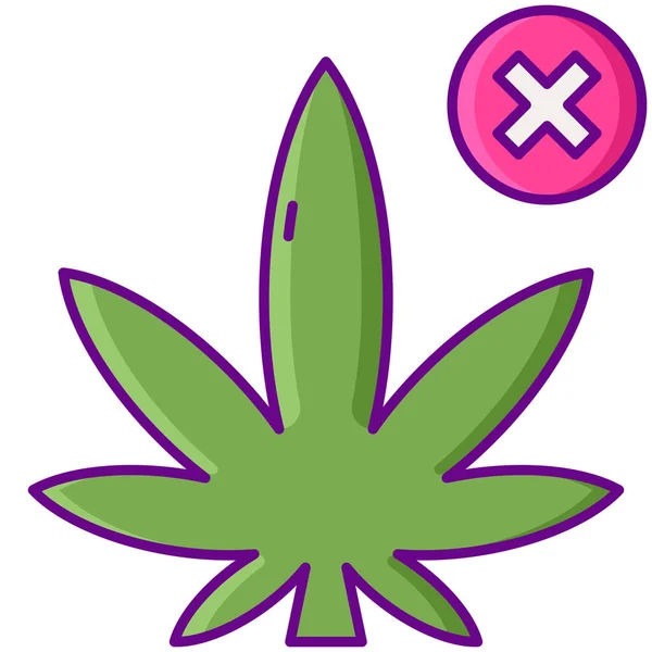 Cannabis Marihuana Kein Thc Symbol Abgefüllten Umriss — Stockvektor