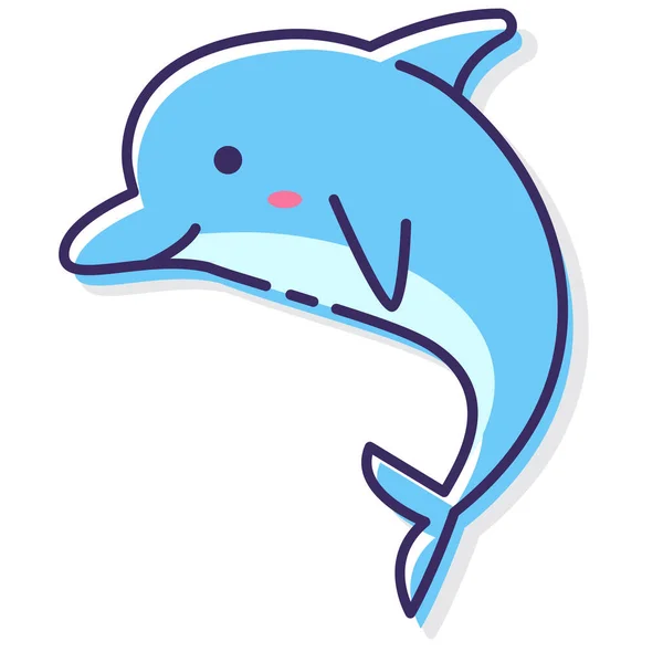 Ikonen För Delfiner Havet Fyllig Konturstil — Stock vektor