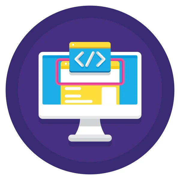 Código Encabezado Html Icono Estilo Plano — Archivo Imágenes Vectoriales