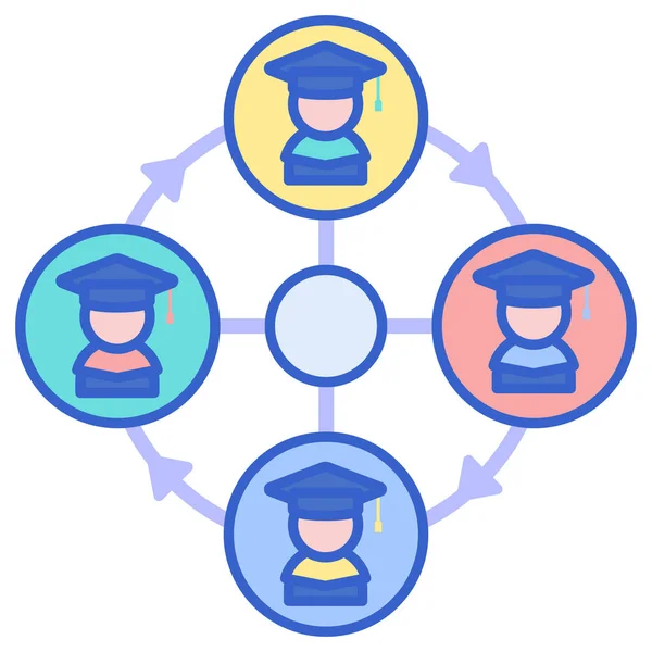 Ícone Rede Conexão Alunos Categoria Educação Escola Aprendizagem — Vetor de Stock