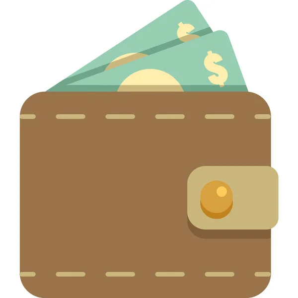 Billetera Banca Icono Efectivo Estilo Plano — Vector de stock