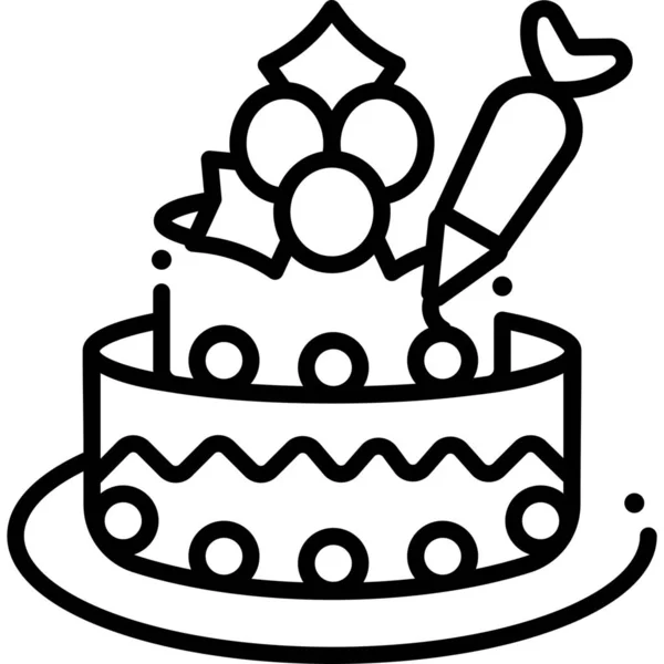 Иконка Торта День Рождения Пекарни Стиле Наброска — стоковый вектор