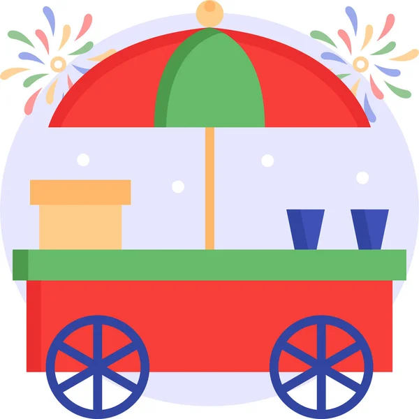 Food Cart Carnival Food Stall Icon — Stock Vector