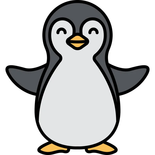 Djur Fågel Pingvin Ikon Fylld Kontur Stil — Stock vektor