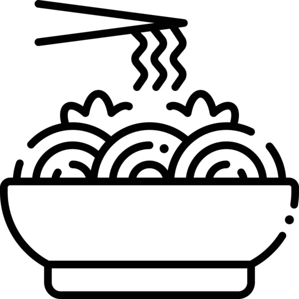 Bowl Chinese Food Noodle Icon Outline Style — Stock Vector
