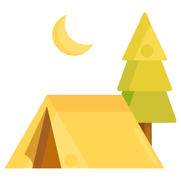 Camp Campground Camping Icon Flat Style — Stock Vector