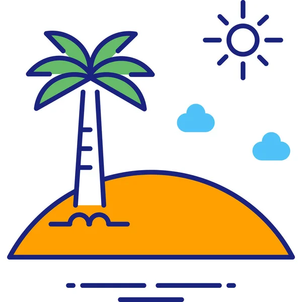 Île Plage Icône Vacances Dans Style Contour Rempli — Image vectorielle