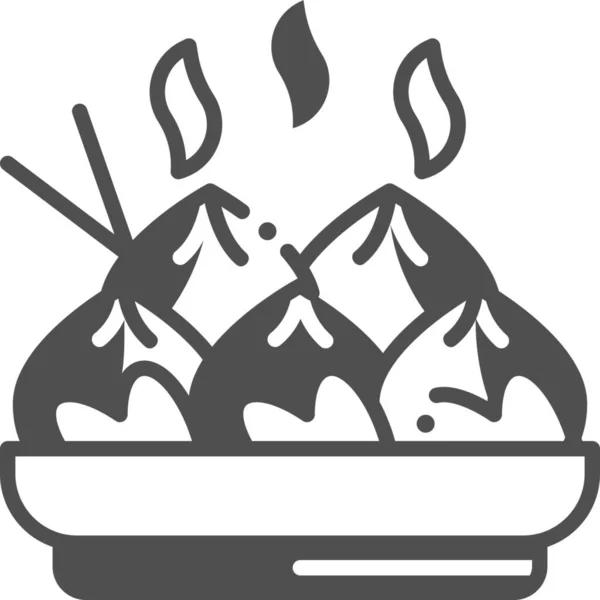包子中国烹饪图标 半固态风格 — 图库矢量图片