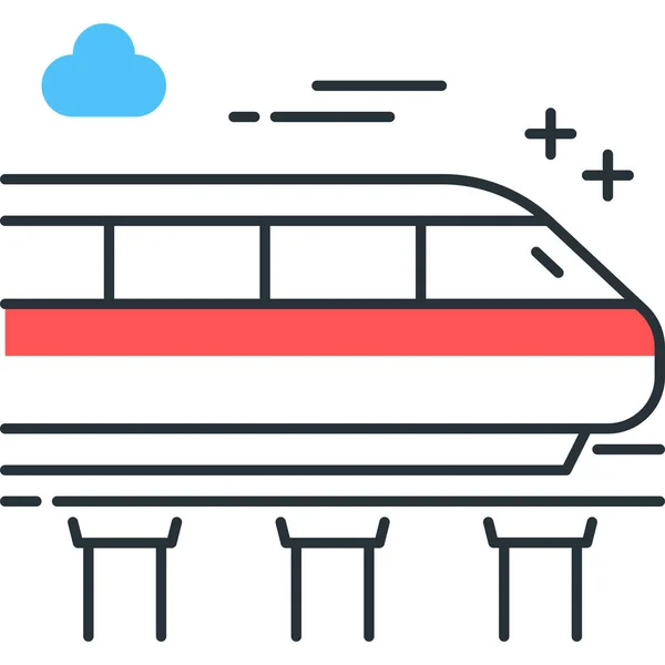 Tek Raylı Tren Taşıma Simgesi Doldurulmuş Ana Hat Biçiminde — Stok Vektör