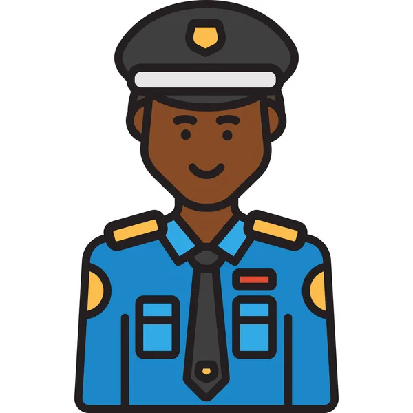 Αστυνομικός Αστυνομικός Αστυνομικός Ανδρική Εικόνα Στυλ Γεμάτο Περίγραμμα — Διανυσματικό Αρχείο