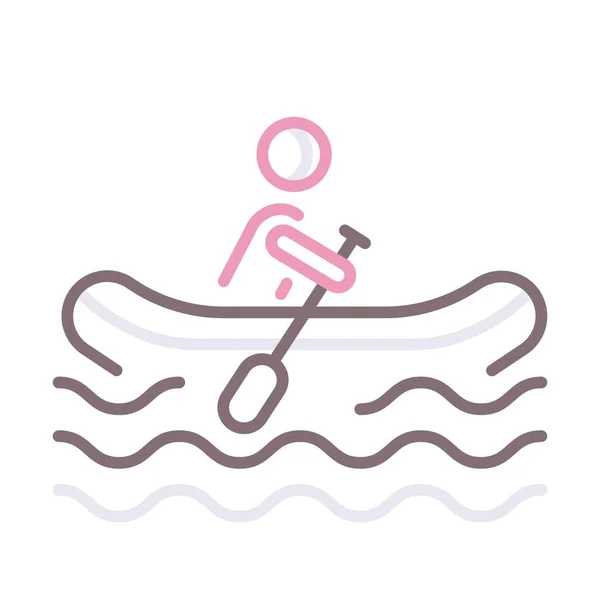 Figura Humana Remo Rafting Icono Recreación Hobby Categoría — Vector de stock