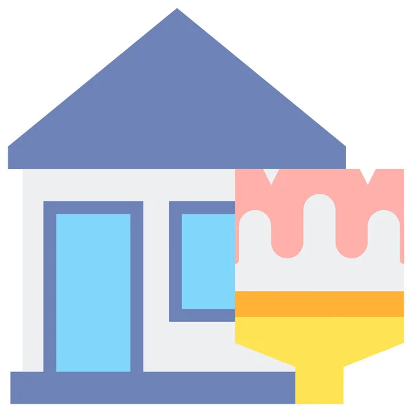 Brush Decoration House Icon — Stock Vector