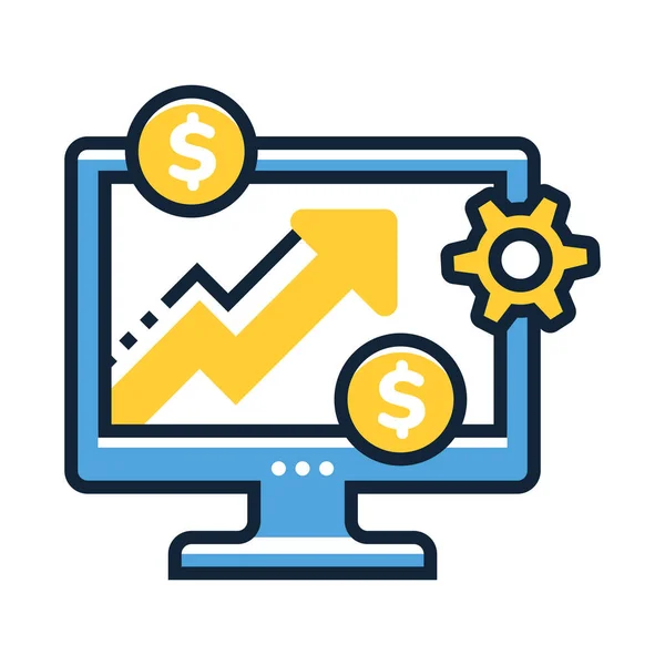 Conversie Optimalisator Rate Icoon Gevulde Outline Stijl — Stockvector