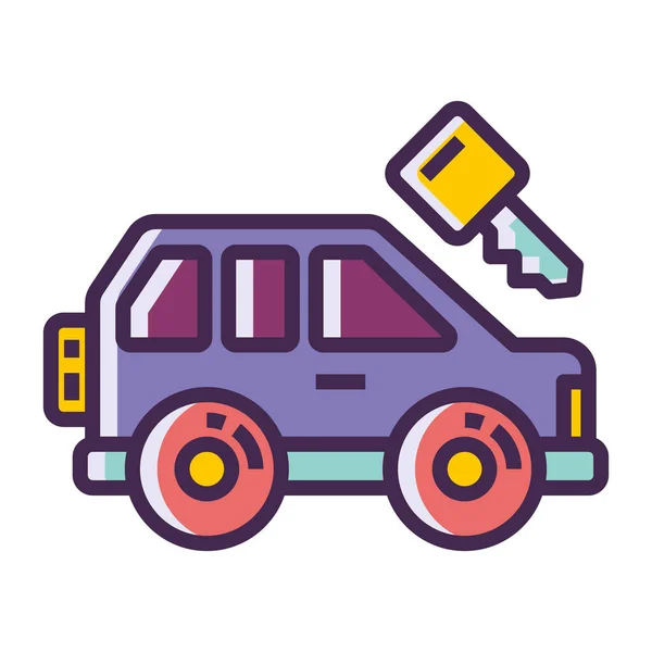 Coche Coche Clave Coche Alquiler Icono Estilo Contorno Lleno — Vector de stock