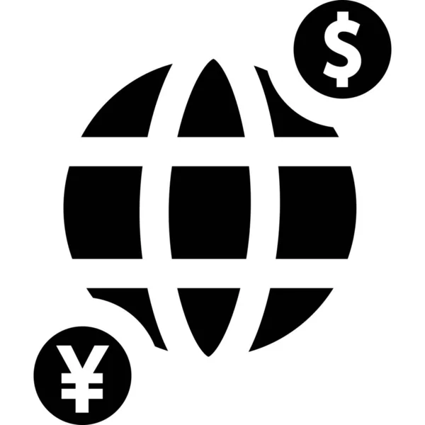 Bank Ekonomi Global Ikon Solid Stil — Stock vektor