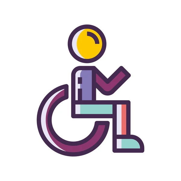 Discapacidad Icono Oku Discapacitado Estilo Esquema Lleno — Vector de stock