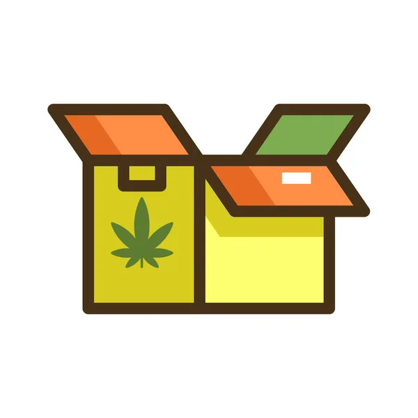 Doos Marihuana Verpakking Pictogram — Stockvector