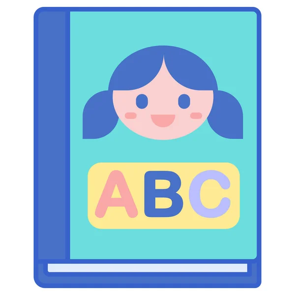 Alfabeto Livro Crianças Ícone Estilo Esboço Preenchido —  Vetores de Stock
