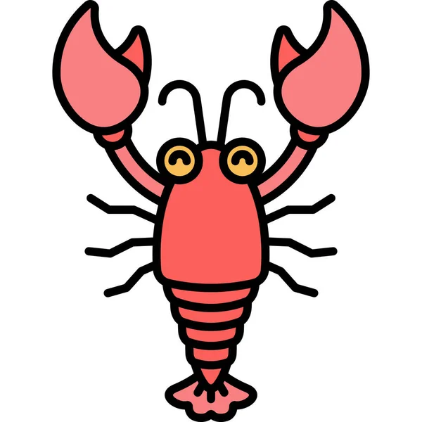 Ikon Laut Lobster Hewan Dalam Gaya Isian Garis - Stok Vektor
