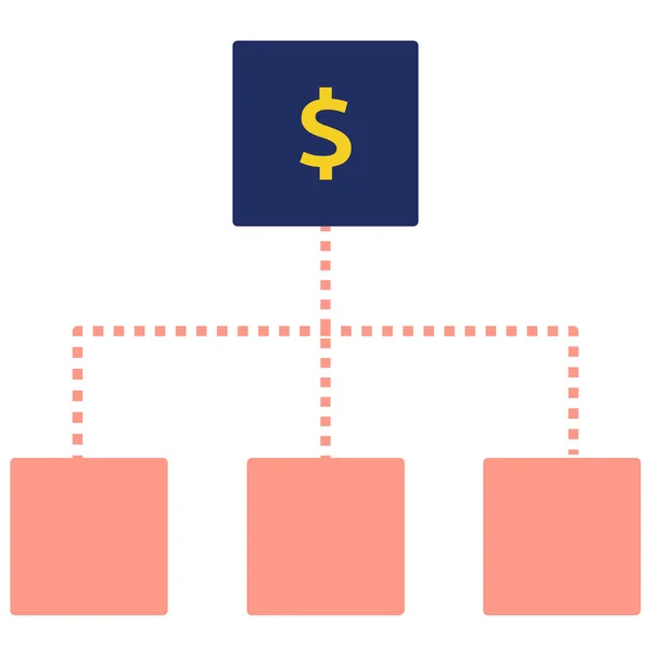 Icona Della Gerarchia Dei Flussi Cassa Bilancio Stile Contorno Pieno — Vettoriale Stock