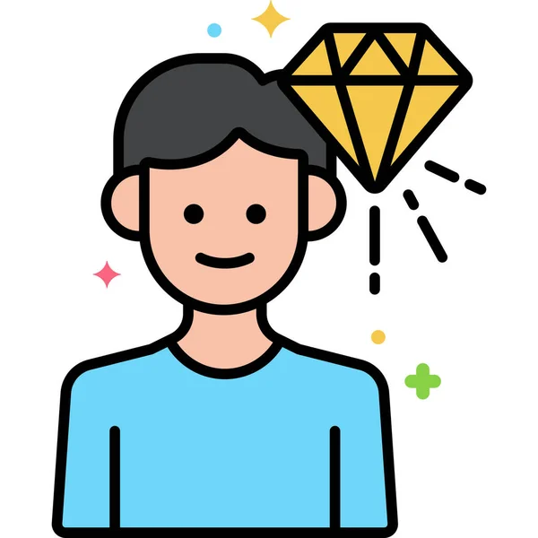 Diamond Man Perfectionism Icon — Stock Vector