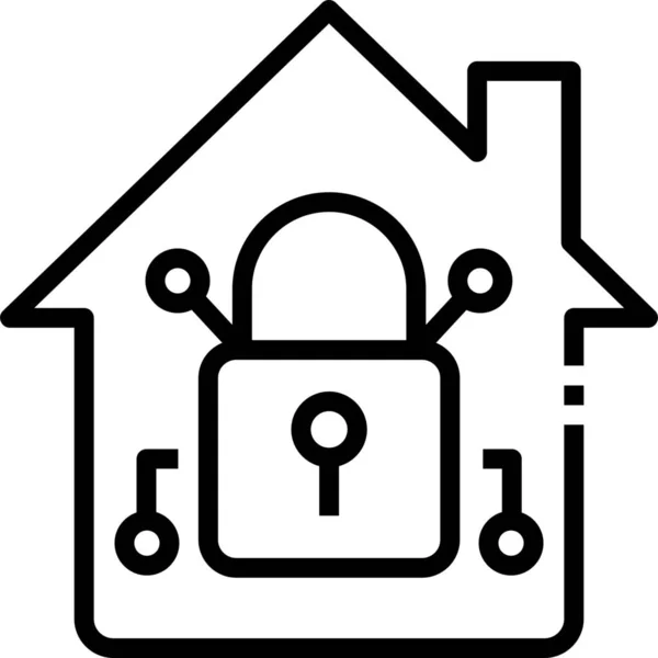 Home Automation Home Security Vorhängeschloss Symbol Familie Haus Kategorie — Stockvektor