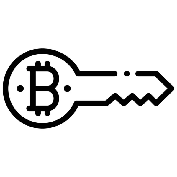 Ikona Digitálního Klíče Bitcoin Cryptocurrency Stylu Osnovy — Stockový vektor
