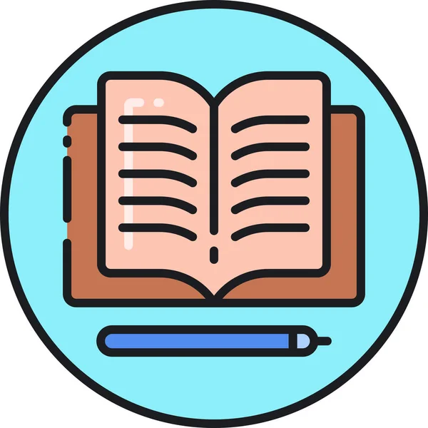 Icona Del Libro Qualità Dell Istruzione Stile Contorno Pieno — Vettoriale Stock