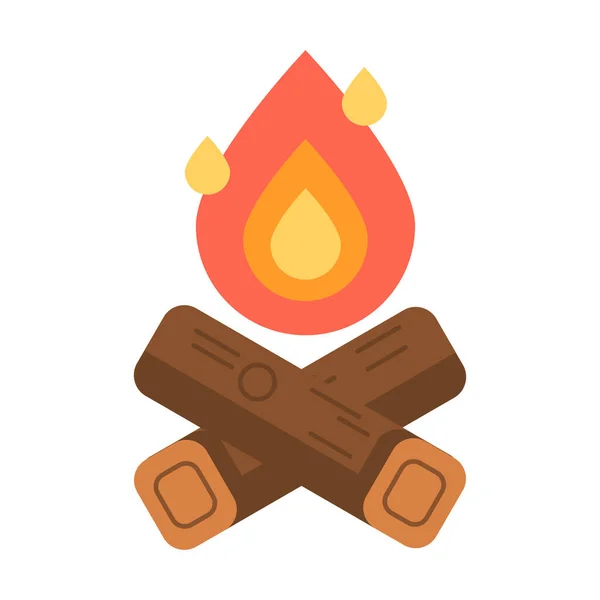 Bonfire Campfire Fire Icon Flat Style — Stock Vector