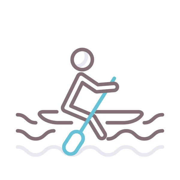 Paddle Paddleboarding Sea Icon Recreation Hobby Category — Stock Vector