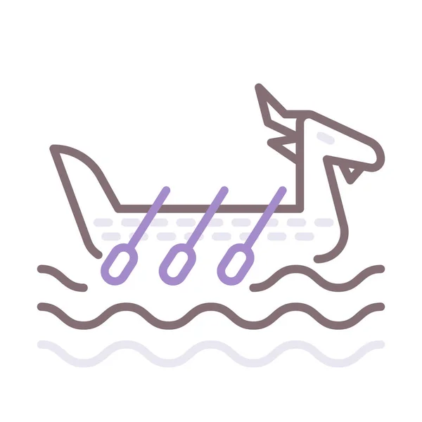 Boat Dragon Oar Icon Recreation Hobby Category — Stock Vector